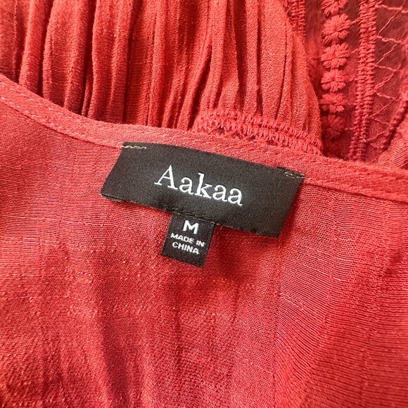 Aakaa Kaftan Open Front Dress Cover Up Size Medium Lace and Tie Details - Picture 10 of 10